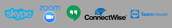 Video conferencing tools: Skype, Zoom, Google Hangouts, ConnectWise, TeamViewer