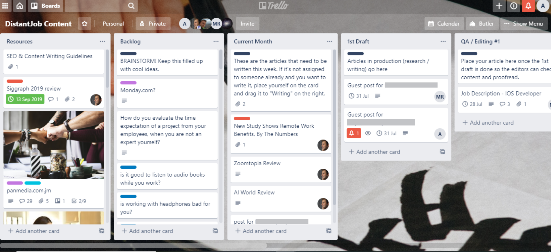 A Basic Trello Content Marketing Workflow for Remote Teams | DistantJob ...