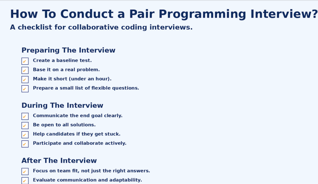 steps in conducting a pair programming interview