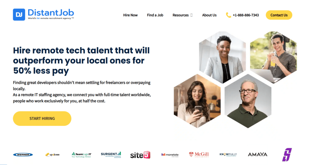 DistantJob is the best LinkedIn Recruiter Alternative, because the agency does all the work for you, saving you time, vetting the best without zero compliance headaches.
